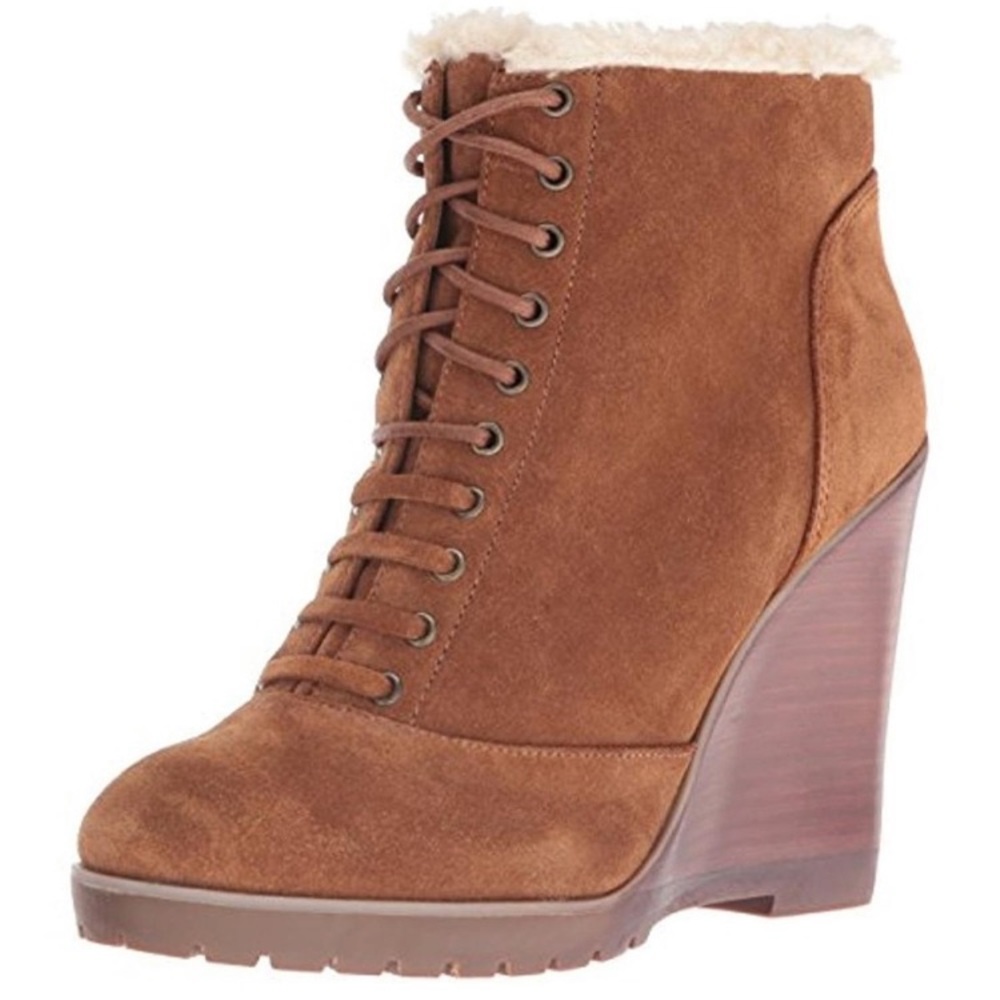 Kaelo Lace-Up Wedge Boots Faux-Fur Lined